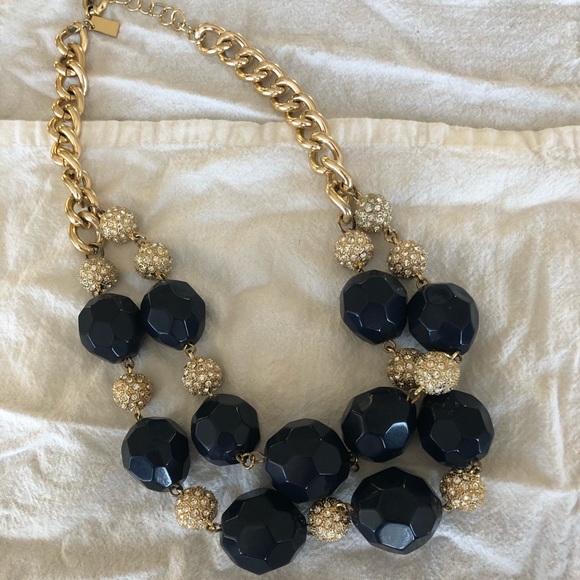 Lilly Pulitzer Navy Gold Statement Necklace EUC